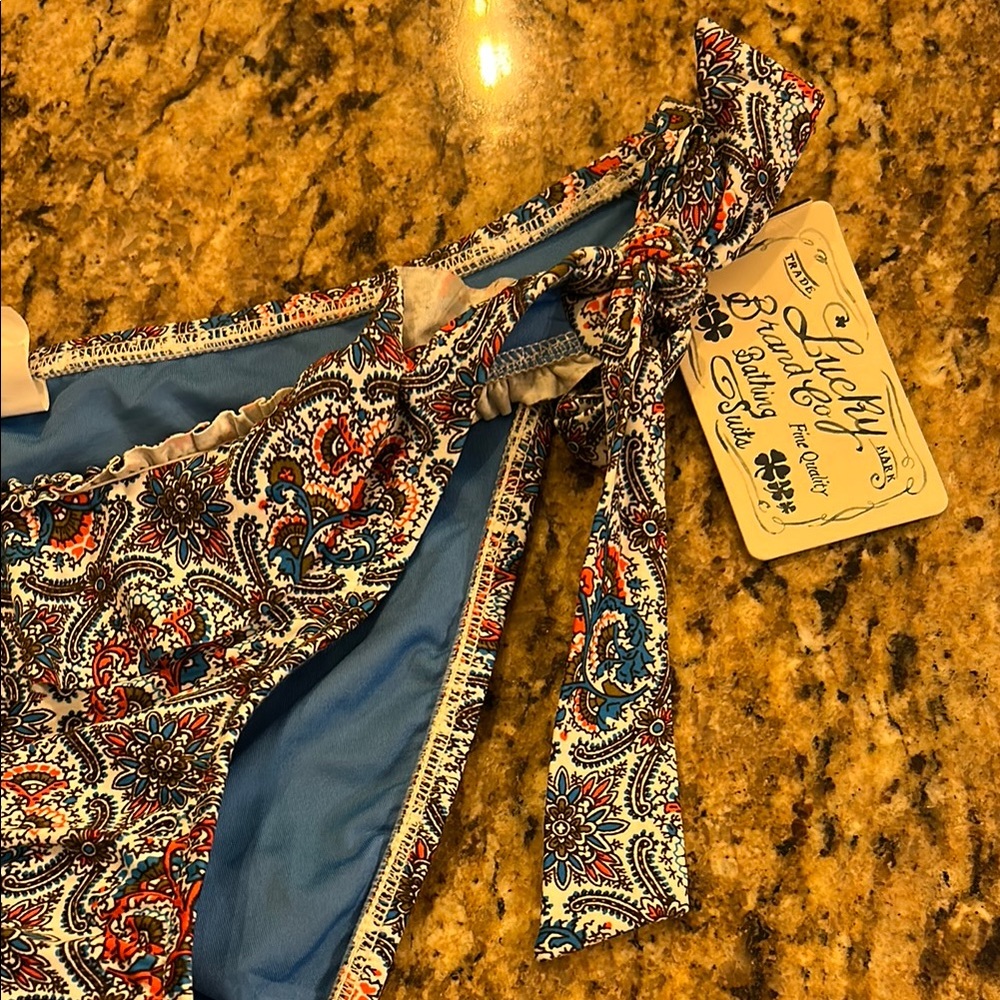 NWT Lucky Brand Paisley Tie-Side Bikini Bottom - Picture 2 of 7